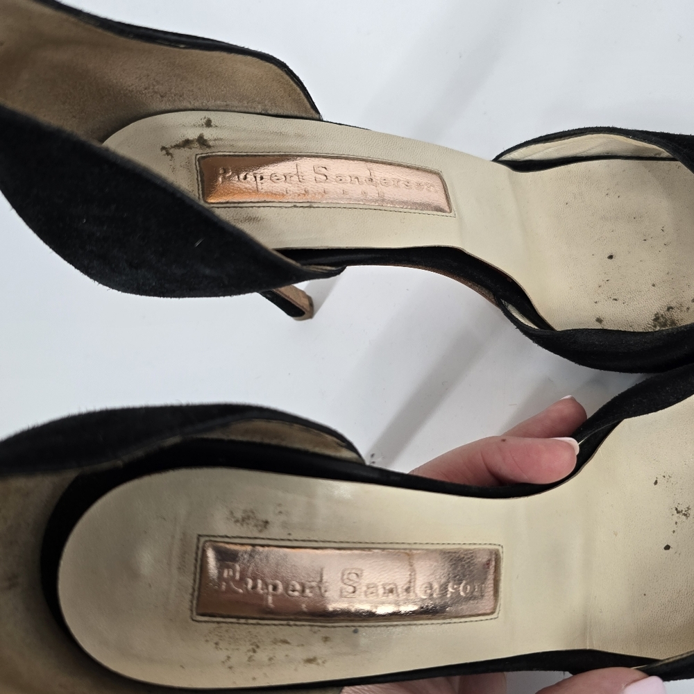 Rupert Sanderson Black Suede Almond Toe Heels Size 36.5 - Picture 5 of 9